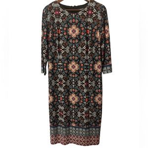 Liz Claiborne Vibrant Floral 3/4 Sleeve Dress Size 10